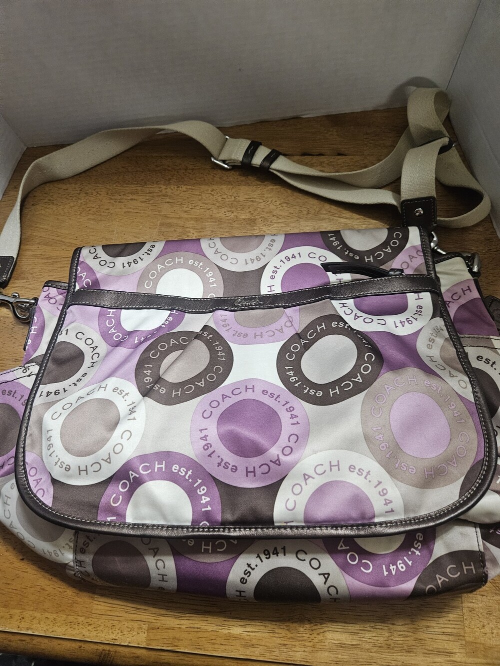 Coach Signature Snaphead F18377 Pink Multifunction Diaper Baby Messenger Bag